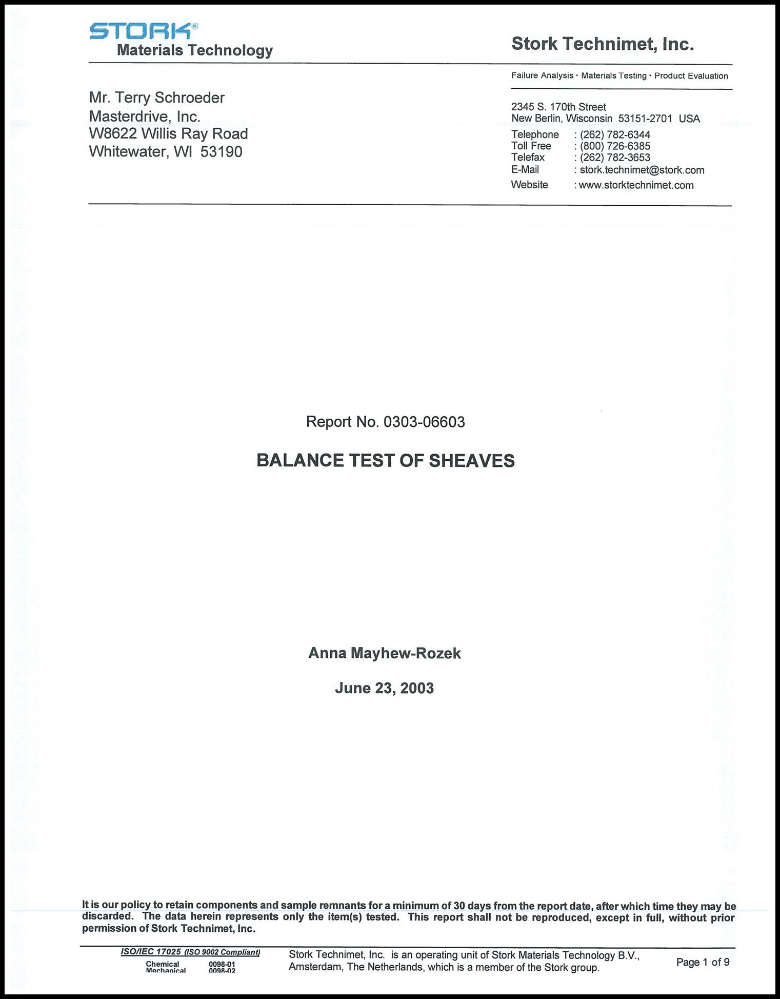 Balance Test Report